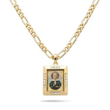 54cm + 5cm Extension 14k Gold Filled Unisex Saint Jude Medallion Icon Pendant with 4mm Figaro Chain - Tarnish Proof