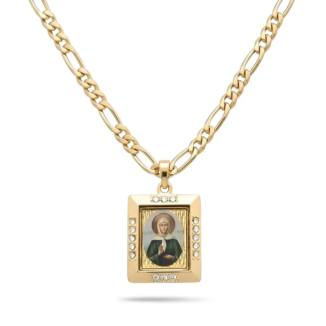 54cm + 5cm Extension 14k Gold Filled Unisex Saint Jude Medallion Icon Pendant with 4mm Figaro Chain - Tarnish Proof