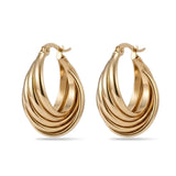 14K Gold Filled Tarnish Proof Hawaiian Multi-Strand Twisted Hoop Earrings
