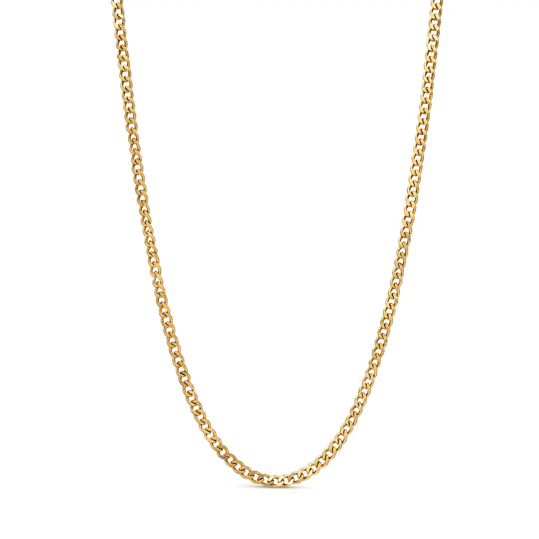 40CM x 3MM 18K Gold Curb Chain Necklace –  Unisex Waterproof Tarnish-Proof Gold Chain Jewelry