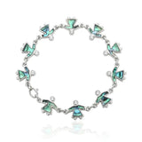 22CM Hawaiian Sterling Silver Abalone Shell Angel Charm Bracelet – Tarnish-Proof Inlay Link Chain