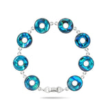 19CM Hawaiian Silver Abalone Shell 8-Charm Link Bracelet