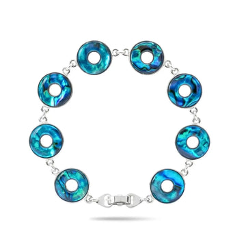 19CM Hawaiian Silver Abalone Shell 8-Charm Link Bracelet