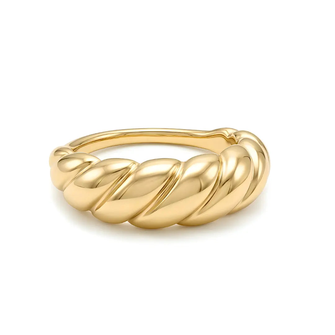 18K Gold Filled Croissant Ring | Tarnish-Proof Chunky Dome Band