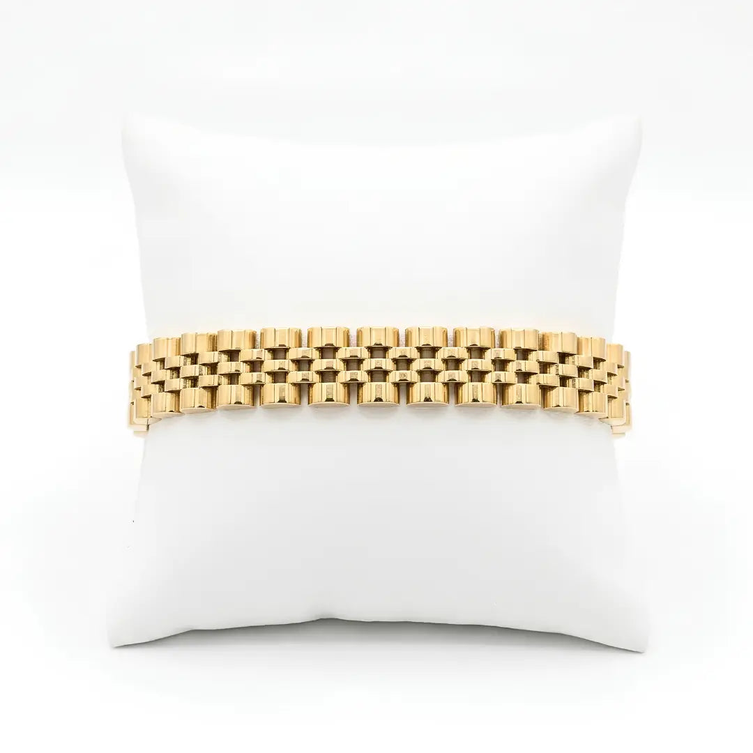 21CM x 12MM Unisex 18K Gold Filled Stainless Steel Jubilee Link Bracelet – Tarnish-Proof Watch Band Chain