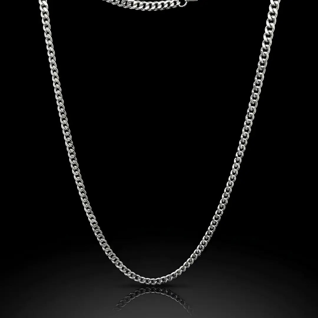60CM x 6MM Silver Stainless Steel Curb Cuban Link Chain Necklace for Men/Women - Tarnish Proof