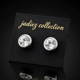 Sterling Silver Bezel Set Solitaire Stud Earrings for Women – Tarnish Proof CZ Earrings