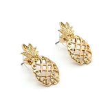25mm Hawaiian Gold Pineapple Stud Earrings, Tropical Hibiscus Flower Openwork Earrings