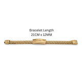 21CM x 12MM Men's 18K Gold Filled Stainless Steel ID Plate Franco Mesh Chain Bracelet