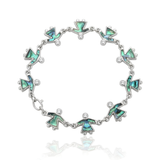Silver Paua Abalone Shell Angel Link Bracelet – Iridescent Guardian Angel Charm Bracelet for Women