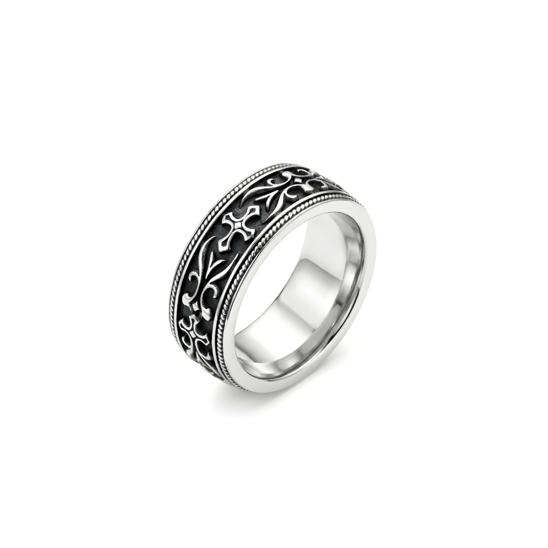 Stainless Steel  Black Viking Mens  Ring