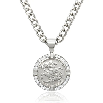 Silver Pendant Necklace with Diamonds