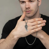 Stainless Steel Angel Wing Pendant Necklace (52cm) – Meaningful Feather Detail Statement Jewelry