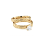 14K Gold Filled Hawaiian Heirloom Twin Ring Set – Engraved Plumeria & Scroll Solitaire Stacking Rings for Women