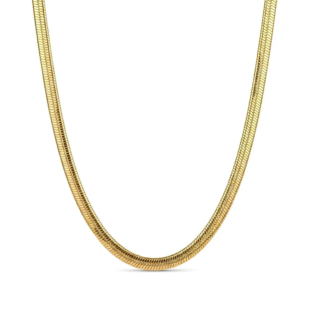 18K Gold Filled 60CM X 4MM Herringbone Chain Necklace for Men and Women -  Tarnish Proof Flat Snake Chain
