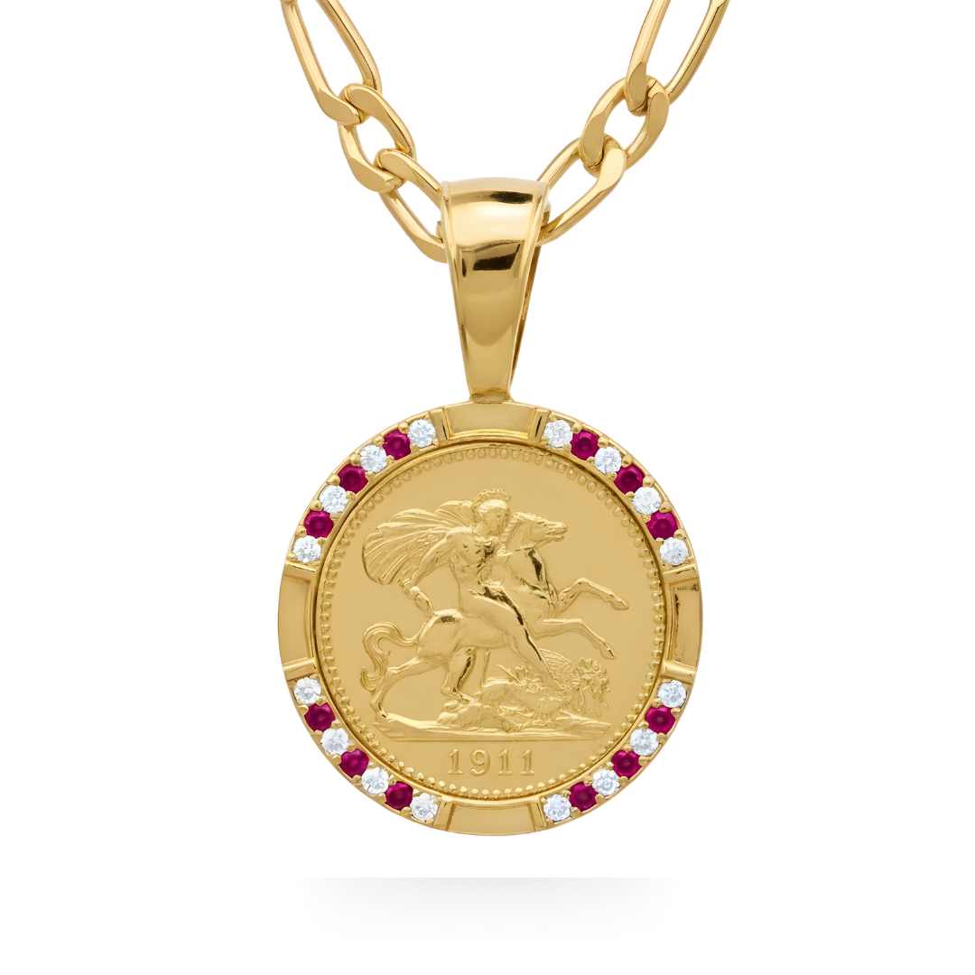 18K Gold Filled 1911 Sovereign Pendant Necklace