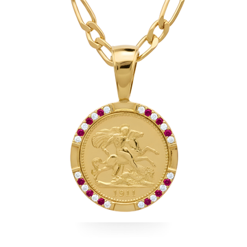 18K Gold Filled 1911 Sovereign Pendant Necklace