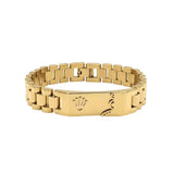 Luxury 18K Gold Stainless Steel Tarnish-Proof Bracelet – 15mm Wide Box Link Band with Engraved Centerpiece for Men (22cm)