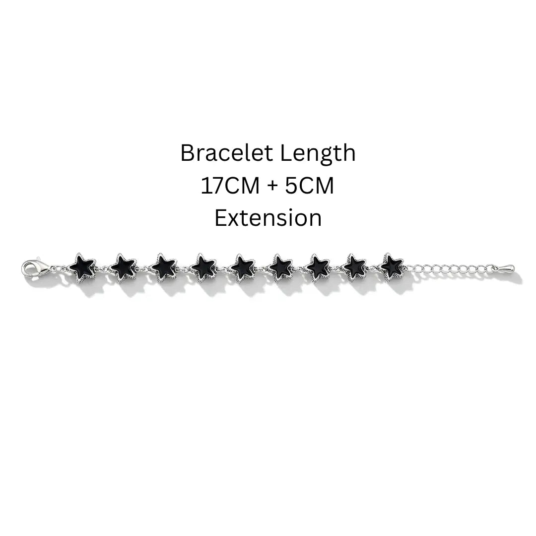 22CM Adjustable Charm Jewelry Hawaiian Sterling Silver Black Star Bracelet