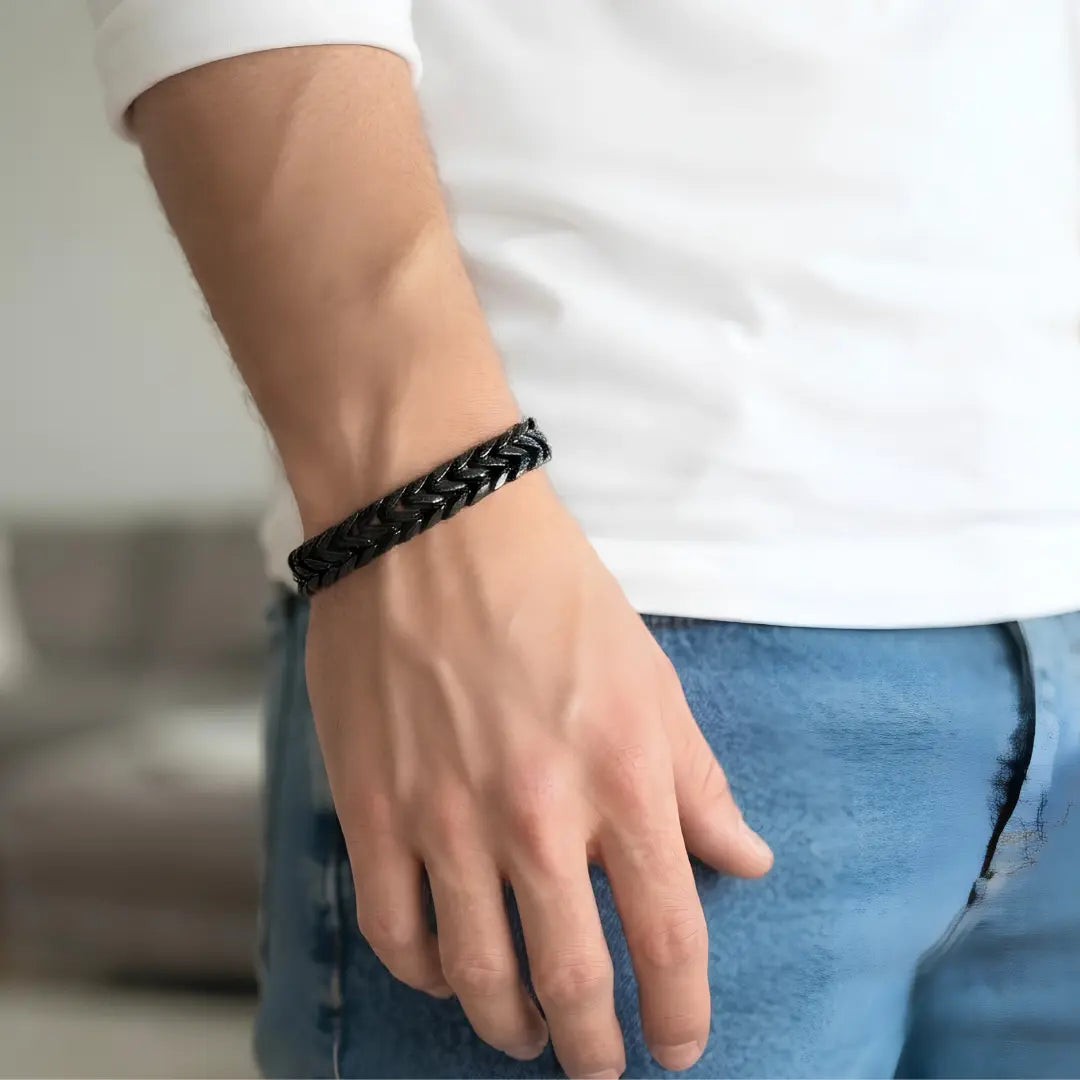 18mm Heavy Franco Foxtail Woven Chain Bracelet (22cm) – Tarnish-Resistant Luxury Statement Wristband in Gold, Silver & Black