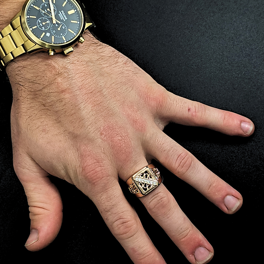 18K Rose Gold Filled Square Ring.