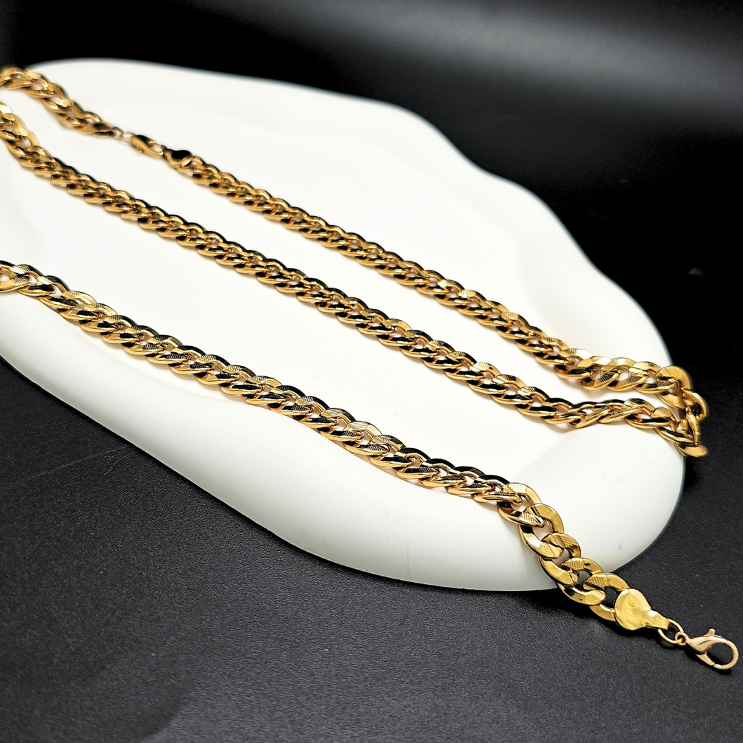 18K Gold Filled Cuban Link Chain & Bracelet