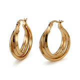 Hawaiian 14K Gold Filled Triple Strand Hoop Earrings – Tarnish-Proof 25mm