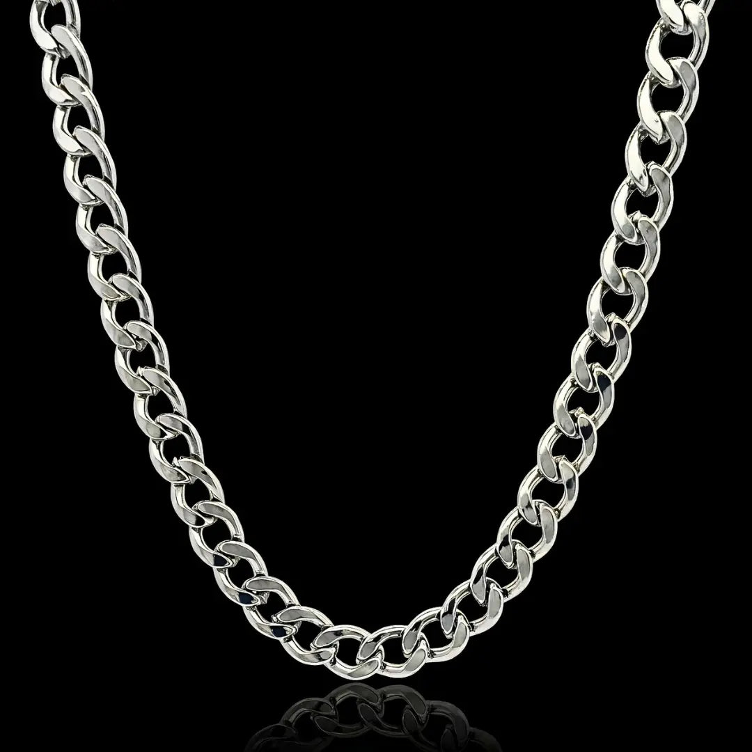 54CM x 14MM Heavy Stainless Steel Cuban Link Chain – Tarnish-Proof Silver Curb Necklace
