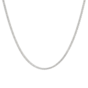 Silver Rhodium Plated Interlinked Chain Necklace (50cm x 6mm) – Textured Interlocking Link Silver Collar Chain for Men & Women