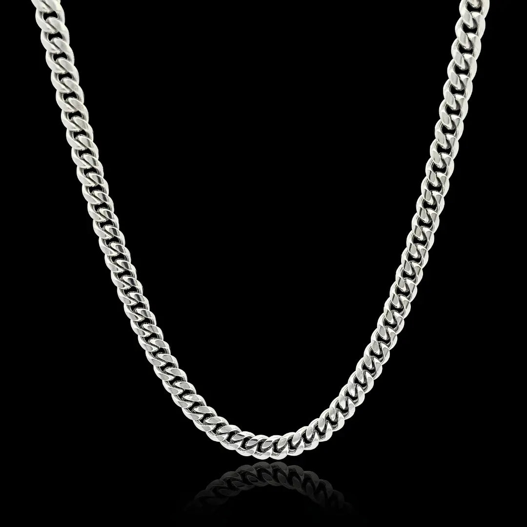 60CM x 8MM Silver Stainless Steel Cuban Link Chain  – Tarnish Proof Curb Necklace