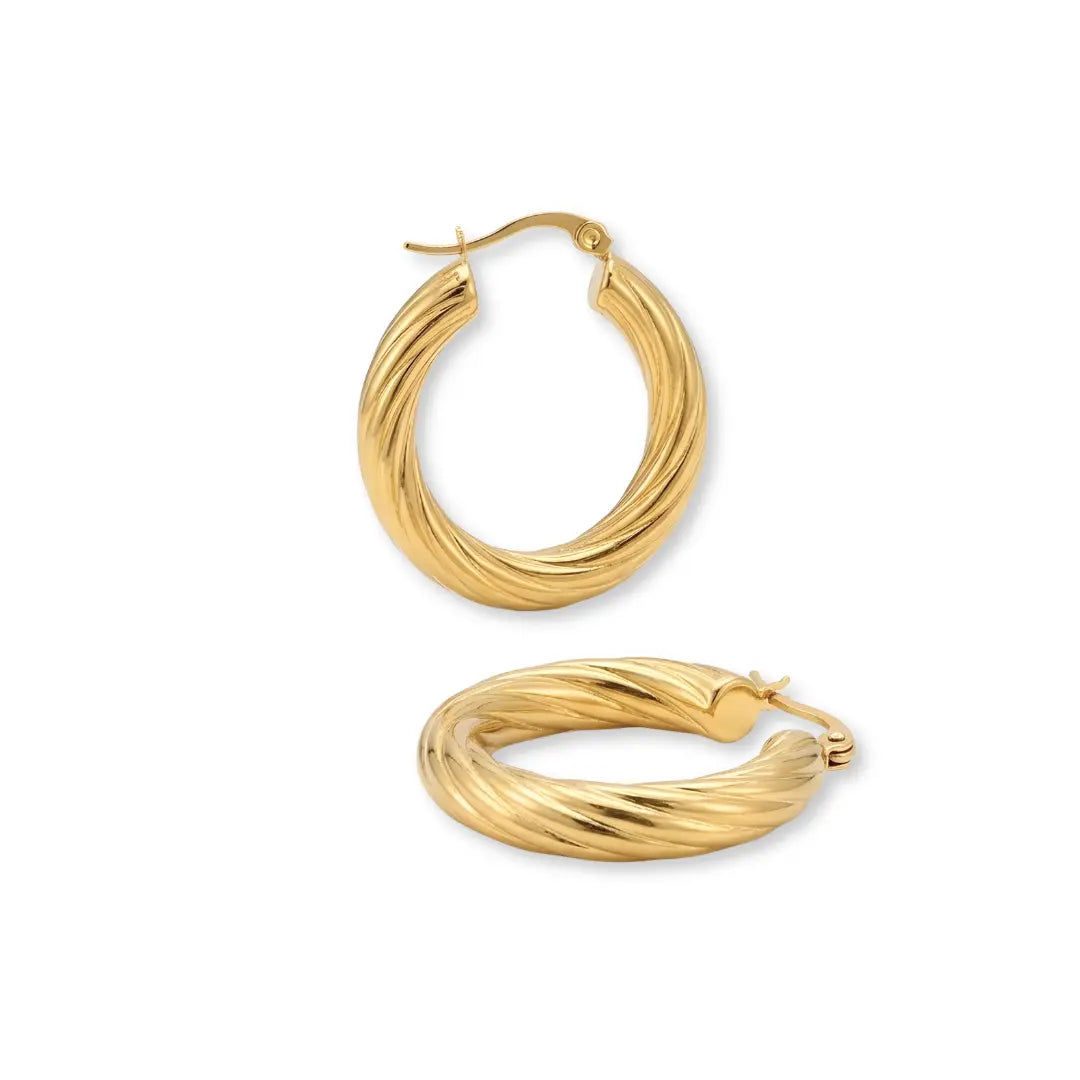 18K Gold Filled Thick Hoop Earrings
