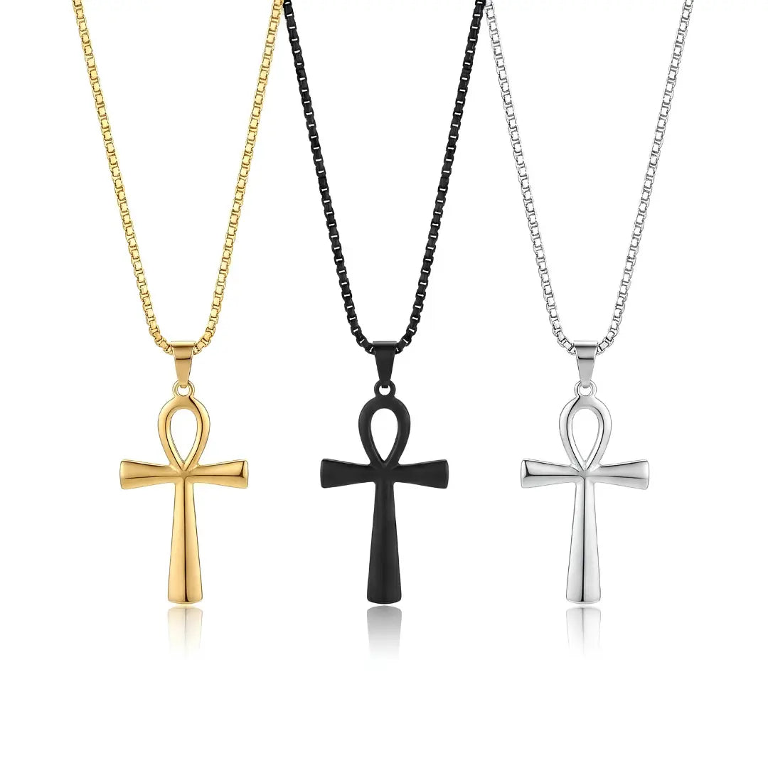 Ankh Pendant Necklace – Egyptian Key of Life Stainless Steel (52cm Chain)