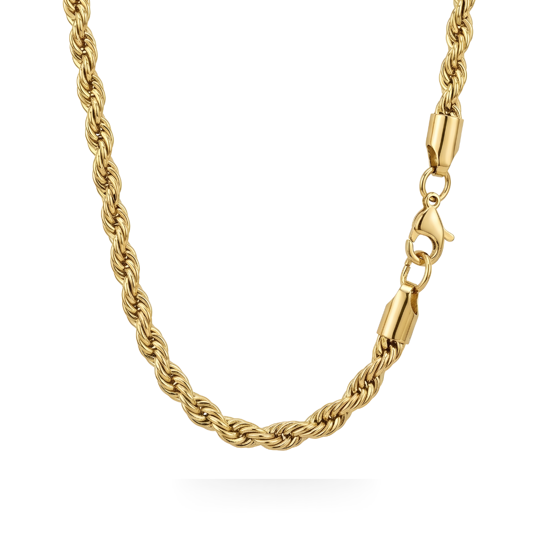 18K Gold Filled Rope Chain Necklace 60cm x 10mm