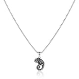 Chameleon Pendant Necklace – 58cm Box Chain Textured Animal Statement Jewelry