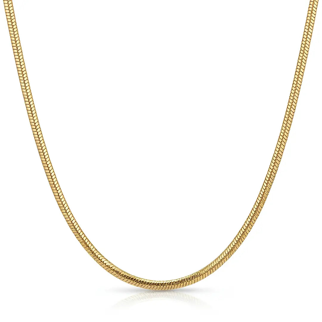 18K Gold Filled Herringbone Chain (3mm x 52cm) – Flat Snake-Style Luxury Necklace [SKUJDZLUKEBOX]