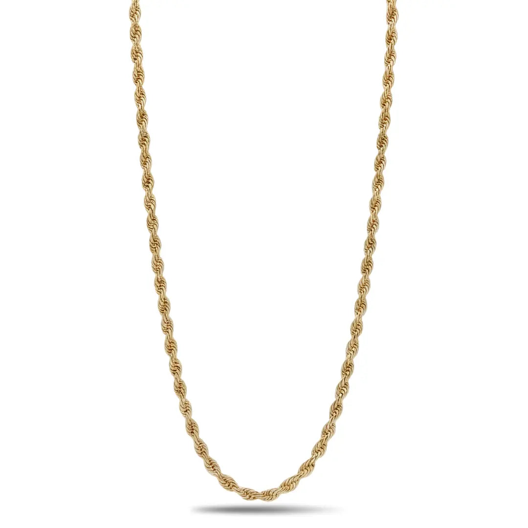 18K Gold Filled & Silver Rope Chain Necklace (3mm x 50cm) – Twisted Link Luxury Necklace
