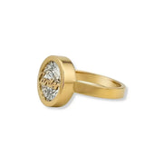18K Gold Filled Round Crystal Statement Ring – Unisex Luxury Band for Men & Women
