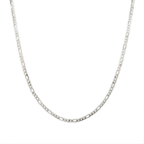 Silver Rhodium Plated Figaro Chain Necklace (60cm x 4mm) – Classic Italian Link Silver Chain for Men & Women