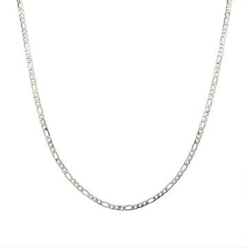 Silver Rhodium Figaro Chain 60cm x 4mm