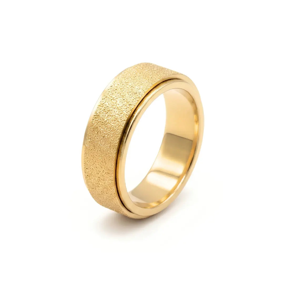 Tarnish-Proof Spinner Ring – Textured Fidget Ring with Polished Edges (US Size 10)