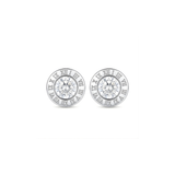 Men’s Silver Roman Numeral Stud Earrings – 15mm Cubic Zirconia Solitaire Studs