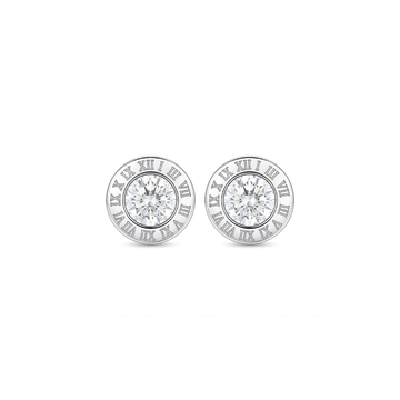 Men’s Silver Roman Numeral Stud Earrings 15mm