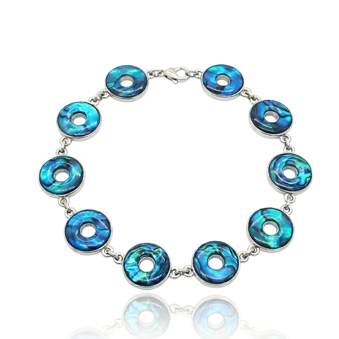 Round Circle Paua Shell Bracelet – 19cm
