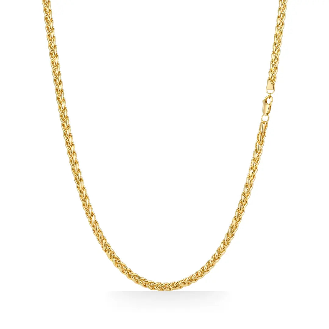 Gold & Silver Tone Wheat Spiga Chain Necklace – 60cm, 3mm Woven Twisted Link Chain