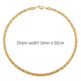 50CM X 3MMGold & Silver Tone Wheat Spiga Chain Necklace –  Woven Braided Chain