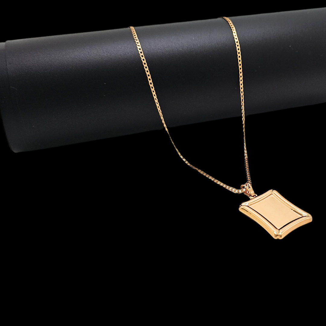 18K Rose Gold Filled Square Pendant Necklace