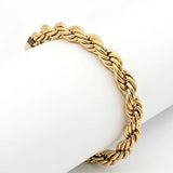 18K Gold Filled Rope Chain Bracelet - 22cm Bold Twisted Link Classic Wristband