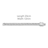 Silver Iced-Out Cuban Link Bracelet (23cm / 12mm) – Chunky Pavé Crystal Statement Wristband with Double Safety Clasp