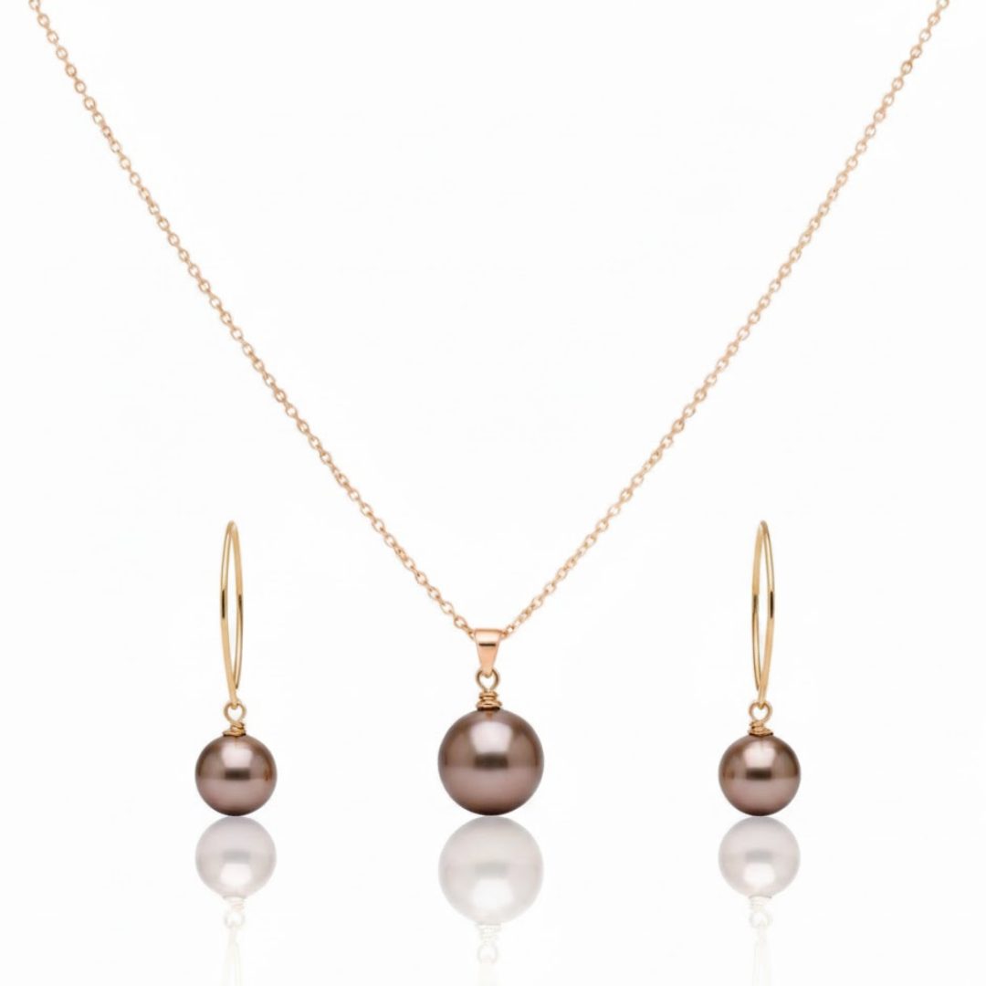 18K Gold Filled Hawaiian Pearl Set