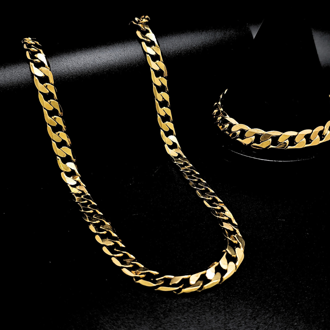 18K Gold Filled 12mm Cuban Link Chain & Bracelet